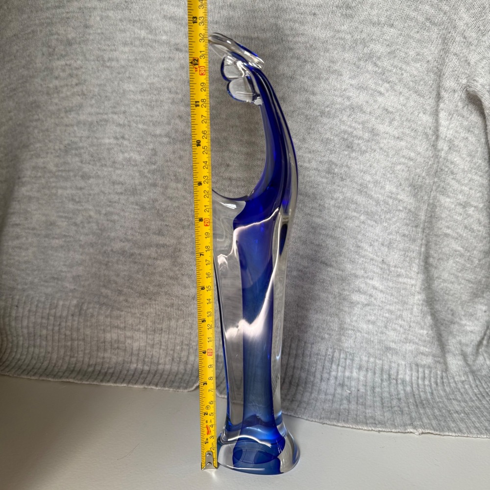 Vintage Cobalt Blue Sommerso Art Glass Abstract Madonna Figurine Sculpture 12.5" - Picture 4 of 11